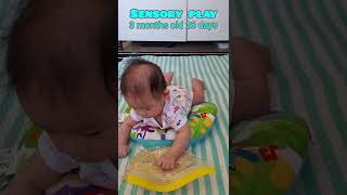 Sensory play with rice | #cutebaby #3monthsold