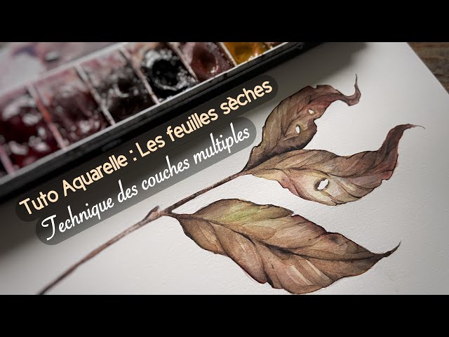 Feuilles sèches à l’aquarelle (technique des couches multiples)