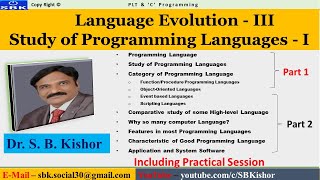 Study of Programming Languages – I (Language Evolution – III)