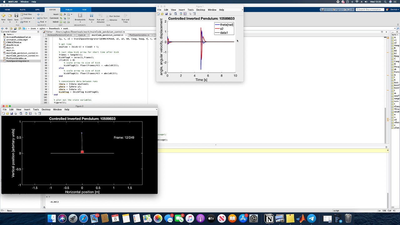 Matlab simulation of balancing a pendulum - YouTube