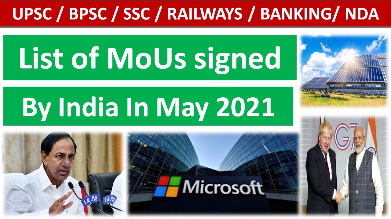 National and international Mou Signed By India In May 2021 | Current Affairs | For All Govt. Exams