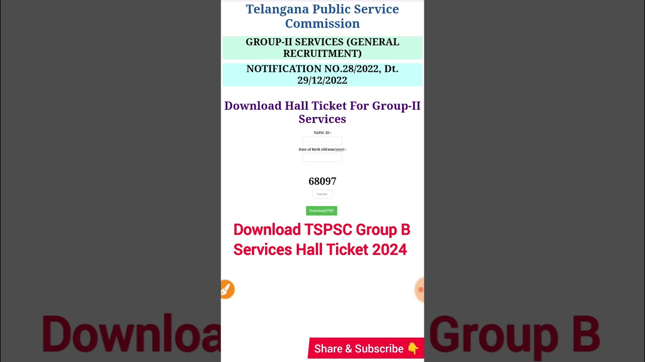 Download Telangana State Public Service Commission (TSPSC) Group II Services Hall Ticket 2024