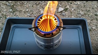 Burning wood pellets in my Ohuhu Camping stove