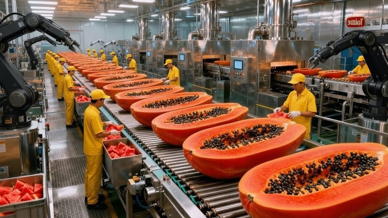 From Fresh Papaya to Sweet Dessert 🧡 – Inside a Modern Papaya Factory