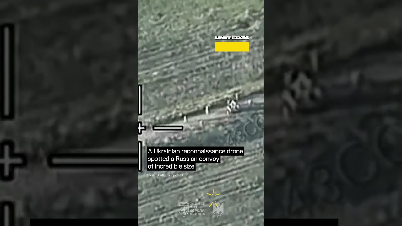 Ukrainian Reconnaissance Drone Spotted a Large Russian Convoy #warinukraine