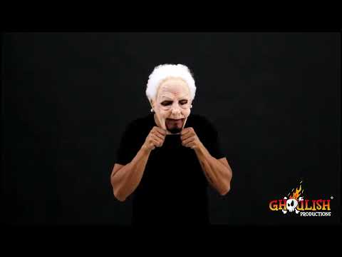 Latex masker oude vrouwtje met haar video