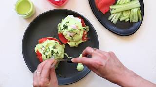 Smoked Salmon Eggs Benedict with Avocado Sauce