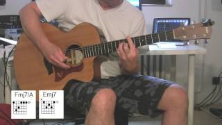 Video thumbnail of ""American Boy" Acoustic Guitar, original vocals, chords, Estelle, Kanye West"