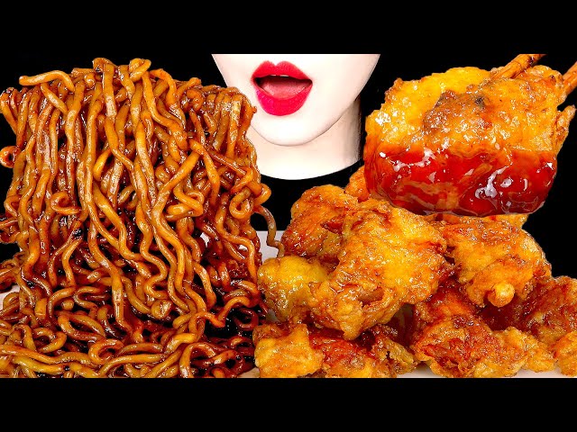 ASMR BLACK BEAN NOODLES HONEY FRIED CHICKEN 교촌 허니순살치킨, 짜파게티 먹방 MUKBANG EATING SOUNDS 咀嚼音 | ZOEY ASMR