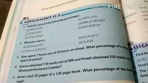 Class 5- Chapter 11- Percentage and Average (assignment 11.3(Q1 and Q2))