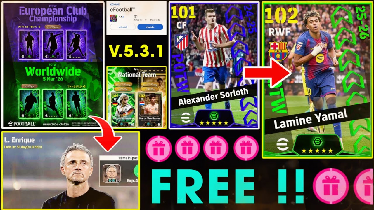 Завтра eFootball™ 2026 v5.3.1: Самые масштабные обновления!! 🔥 Новая кампания, события с бесплатн...