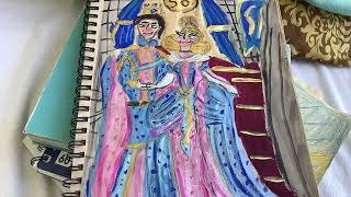 Cinderella And Prince Charming Pink, And Blue Outfits Drawing