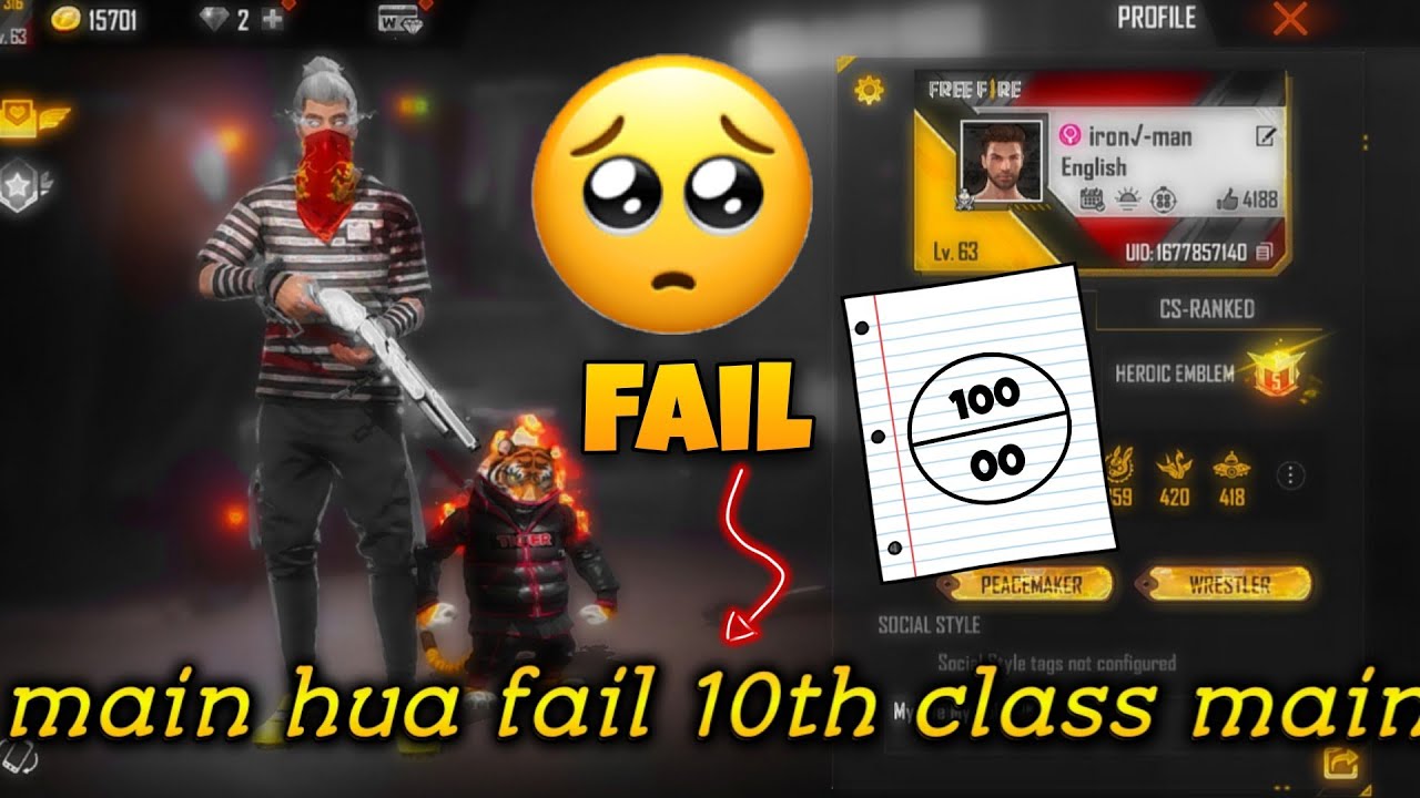 main hua 10th class main fail 😭 | free fire video for 