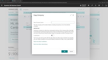 Business Central short video: Copy an existing company