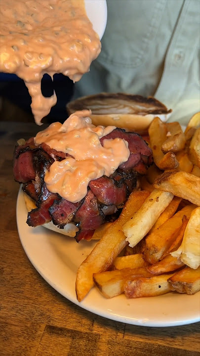 The JUMBO PASTRAMI BURGER SUPREME from Lido Kosher Deli in Long Beach, NY! 🍔🔥🤤 #DEVOURPOWER