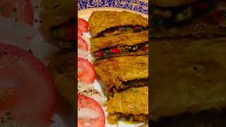 Delicious healthy hashbrown (potato) crepe stuffed with meat and vegetables so yummy ?