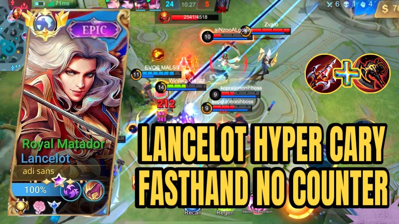 LANCELOT HYPER CARRY FAST HAND GAMEPLAY NO COUNTER - YouTube