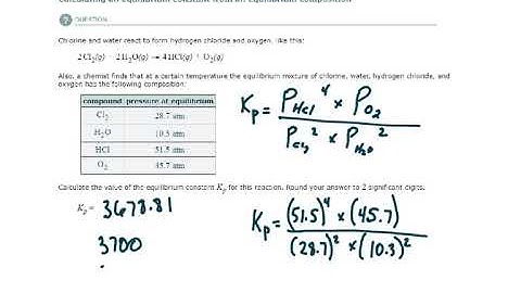ALEKS - Calculating an equilibrium constant from an equilibrium composition (Example 2)