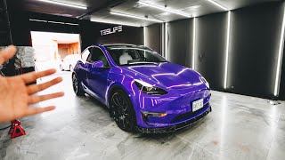 I Wrapped My Tesla Model Y Performance Purple! + Mods ☔ Content