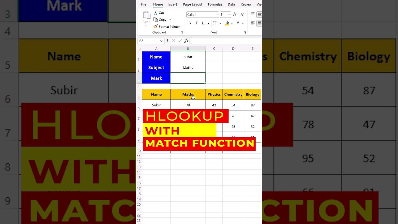 Hlookup with Match function in Excel 🔥 Hlookup + Match 