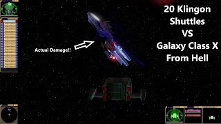 20 Klingon Shuttles VS Galaxy X From Hell | Star Trek Ship Battle | Star Trek Bridge Commander |