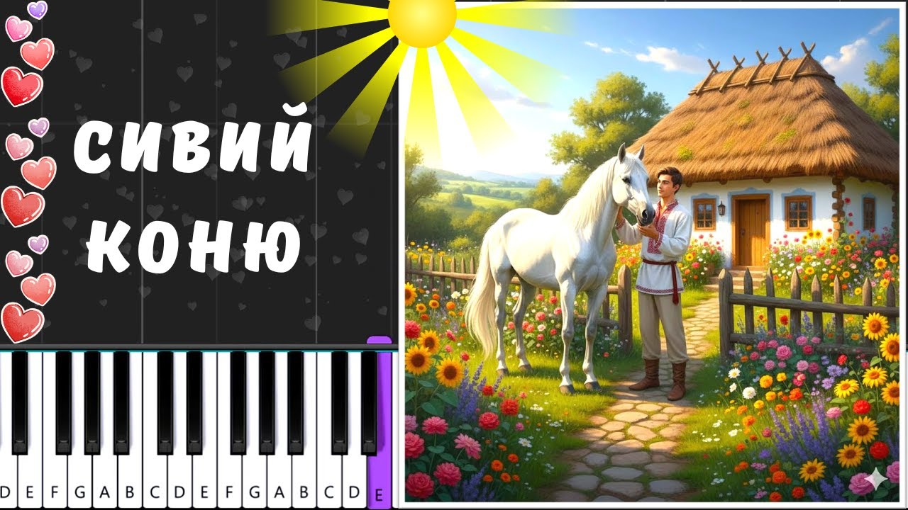 Сивий коню _ Швидко/Повільно _ Ukrainian song _ PianoTutorial _  Fast/Slow