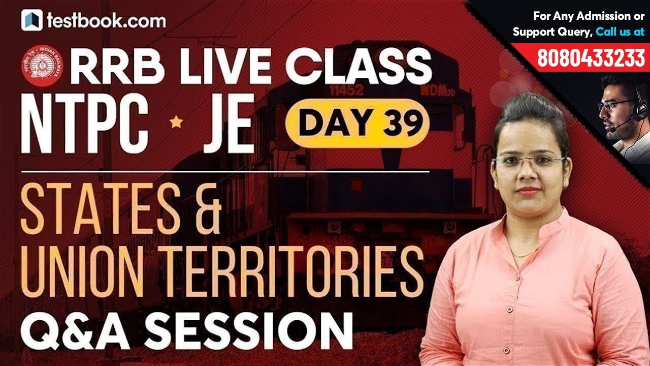 States and Union Territories of India MCQ | Geography for RRB NTPC 2019 & Group D | GS for RRB JE