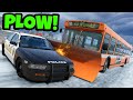 Turning a Bus into a Snow Plow to SMASH Police Cars in BeamNG Drive!