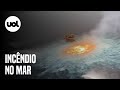 Vazamento de oleoduto provoca incêndio no mar no Golfo do México