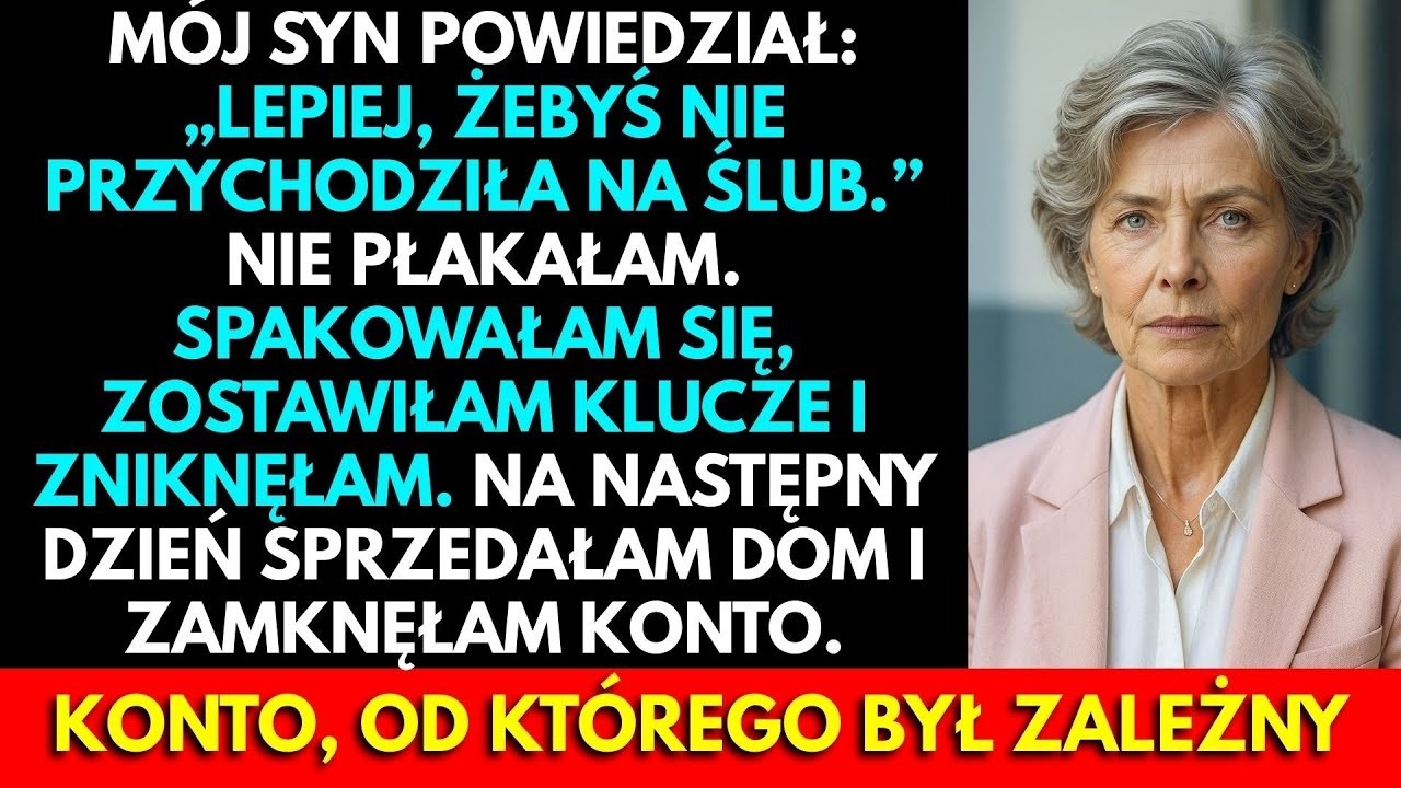 Mój syn powiedział mi na trzy dni przed ślubem: „Mamo, chyba lepiej, żebyś nie przychodziła na wesele”. Stałam wtedy w swojej pracowni, sprzątając rozbity wazon, i słyszałam, jak jego narzeczona...