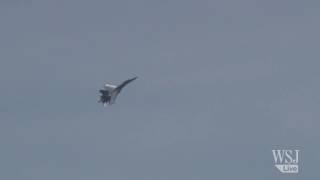 Sukhoi Shows Off Jet Fighter at Paris Air Show