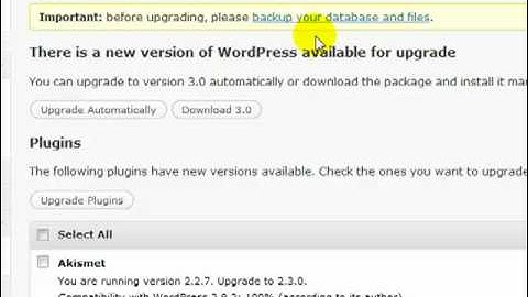 How To Upgrade A Wordpress Website to Wordpress 3.0