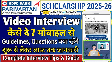HDFC Bank Parivartan Scholarship 2025 Video Interview | Video Interaction Website Step by Step Guide