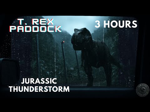 Trapped in the Car Next to the T-Rex Paddock | Thunderstorm Ambience for Sleep