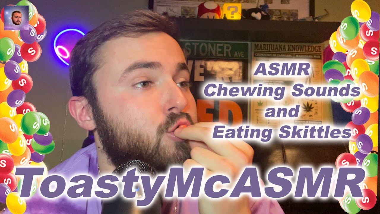 ASMR Chewing Sounds, Eating Skittles and Whispering - YouTube