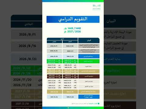 التقويم الدراسي لعام 1447 1448ه و 1449 1448