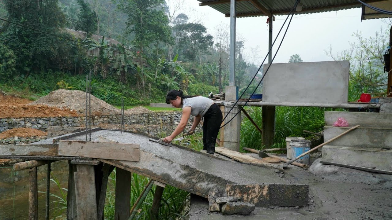The process of using wood to cast concrete columns and build bridge foundations.
