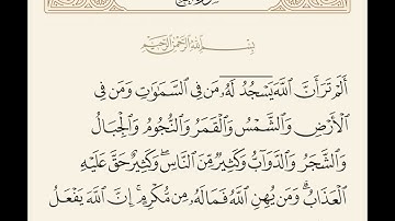 ﴿أَلَمْ تَرَ أَنَّ اللَّهَ يَسْجُدُ لَهُ مَن فِي السَّمَاوَاتِ وَمَن فِي الْأَرْضِ..۩﴾[الحج:الآية18]