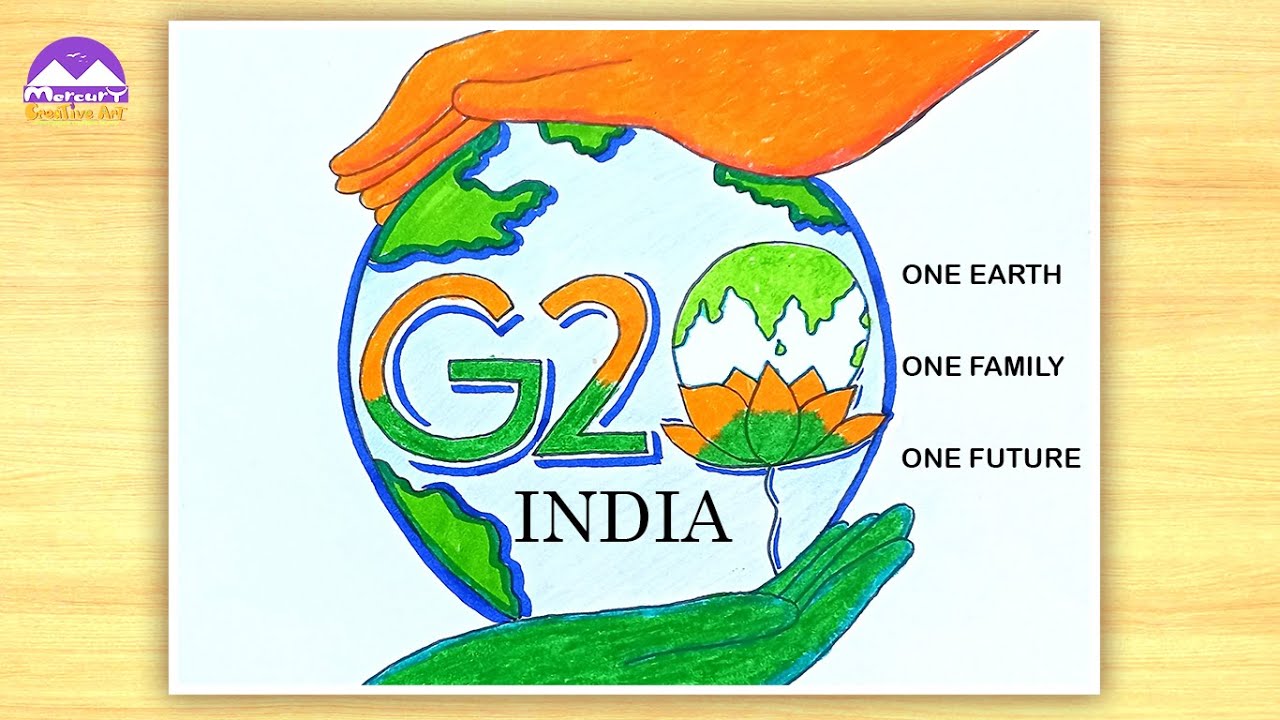How to draw G20 symbol / One Earth_One Family_One Future / Poster on G20 YouTube