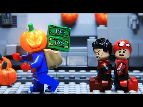 Lego Pumpkin Monster Bank Robbery And Attack Superhero