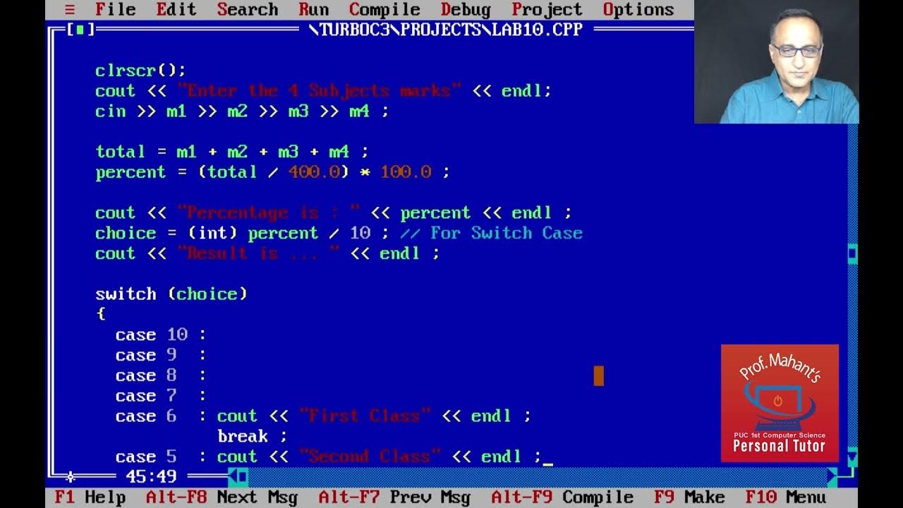 Lab 10 Write a program to input the marks of four subjects, calculate ...