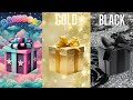 Choose your gift 🎁🤩💖 || 3 gift box challenge Rainbow, Gold, Black #wouldyourather #giftboxchallenge