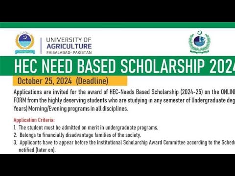 How to apply for HEC NEED BASE scholarship | Online apply - YouTube