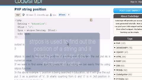 PHP Tutorial : string position