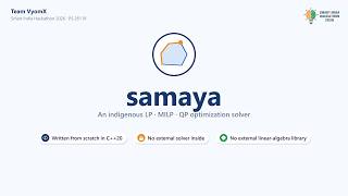 Samaya: India's own verified optimization solver | SIH 2026 PS 26119 (MRPL) | Team VyomX