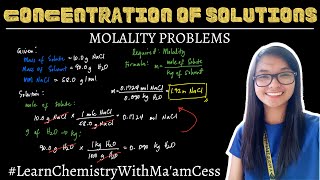 How to calculate concentration of solutions | Molality Problems | Learn Chemistry with Ma'am Cess