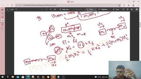 Two blocks of masses m1 and m2 are connected by a spring of spring constant k (figure 9-E15). The