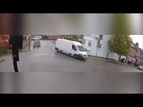 Shocking moment man is almost run down by van after trying to record alleged flytippers