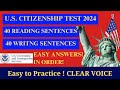2024 US citizenship Practice Test - USCIS Official Sentences for English Reading and Writing Test