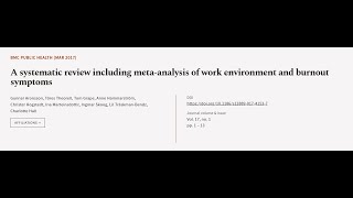 A systematic review including meta-analysis of work environment and burnout symptoms | RTCL.TV